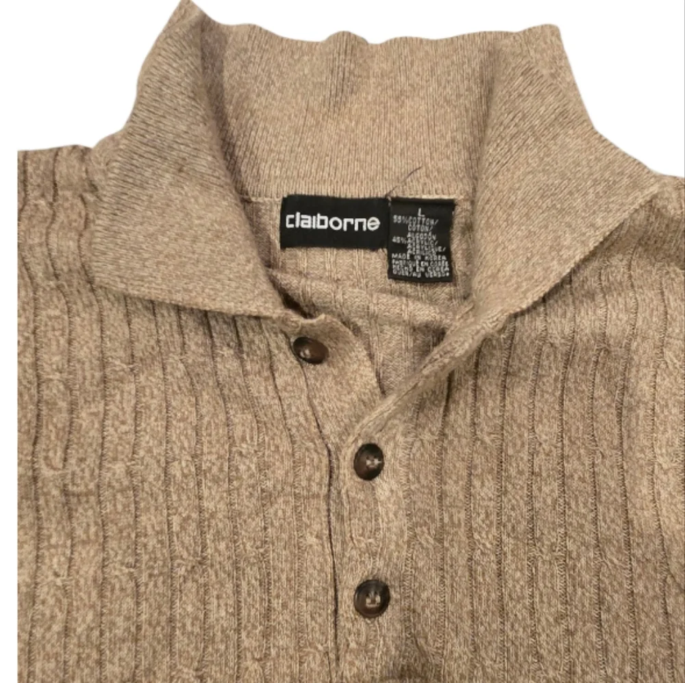 Claiborne Men's Tan Knit Lightweight Sweater Sz L